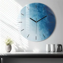 Wallfluent Horloge murale fi60 cm Aiguilles noires Dégradé bleu 1 pcs* Horloge