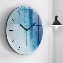 Wallfluent Horloge murale fi60 cm Aiguilles noires Dégradé bleu 1 pcs* Horloge