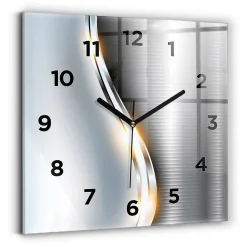 Clearance Wallfluent Horloge murale 30x30 cm Avec chiffres Aiguilles noires Abstraction métallique 1 pcs
