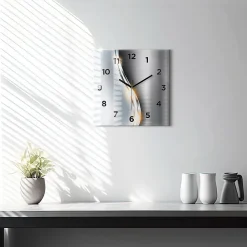 Clearance Wallfluent Horloge murale 30x30 cm Avec chiffres Aiguilles noires Abstraction métallique 1 pcs