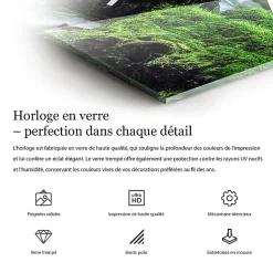 Wallfluent Horloge murale 60x60 cm Aiguilles blanches Lignes noires et argentées 1 pcs