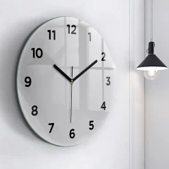 Wallfluent Horloge murale fi60 cm Avec chiffres Aiguilles noires Gris clair 1 pcs* Horloge