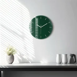 Wallfluent Horloge murale fi30 cm Aiguilles blanches Vert bouteille 1 pcs* Horloge