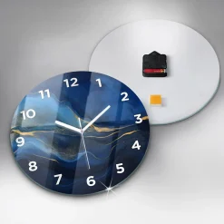 Wallfluent Horloge murale fi30 cm Avec chiffres Aiguilles blanches Marbre bleu 1 pcs* Horloge