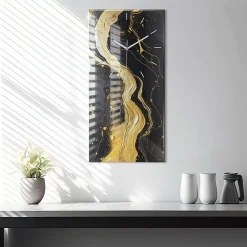 Discount Wallfluent Horloge murale 30x60 cm Aiguilles blanches Marbre doré 1 pcs