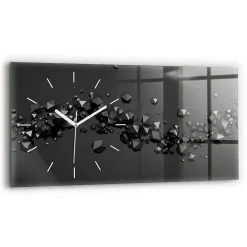 Wallfluent Horloge murale 60x30 cm Aiguilles blanches Abstraction noire 1 pcs* Horloge