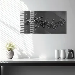 Wallfluent Horloge murale 60x30 cm Aiguilles blanches Abstraction noire 1 pcs* Horloge
