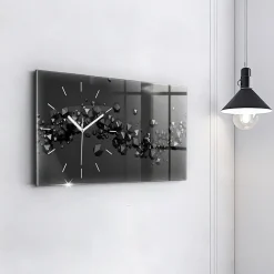 Wallfluent Horloge murale 60x30 cm Aiguilles blanches Abstraction noire 1 pcs* Horloge