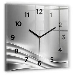 Wallfluent Horloge murale 60x60 cm Avec chiffres Aiguilles noires Abstraction argentée 1 pcs* Horloge