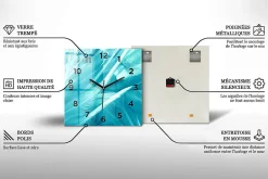 Wallfluent Horloge murale 60x60 cm Avec chiffres Aiguilles noires Abstraction argentée 1 pcs* Horloge