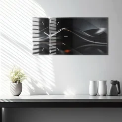 Wallfluent Horloge murale 60x30 cm Aiguilles blanches Abstraction 1 pcs