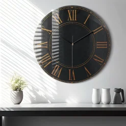 Wallfluent Horloge murale fi60 cm Aiguilles noires Chiffres romains anciens 1 pcs* Horloge