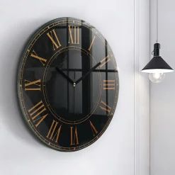 Wallfluent Horloge murale fi60 cm Aiguilles noires Chiffres romains anciens 1 pcs* Horloge
