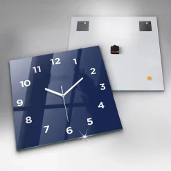 Wallfluent Horloge murale 60x60 cm Avec chiffres Aiguilles blanches Bleu marine 1 pcs* Horloge
