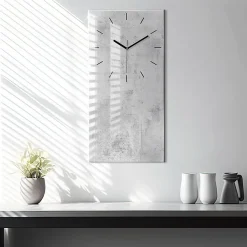 Wallfluent Horloge murale 30x60 cm Aiguilles noires Mur en béton 1 pcs* Horloge