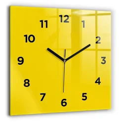 Wallfluent Horloge murale 60x60 cm Avec chiffres Aiguilles noires Jaune 1 pcs* Horloge
