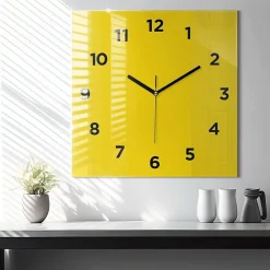 Wallfluent Horloge murale 60x60 cm Avec chiffres Aiguilles noires Jaune 1 pcs* Horloge