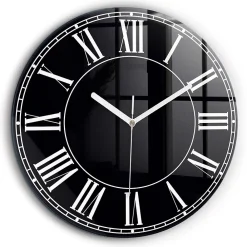 Wallfluent Horloge murale fi60 cm Aiguilles blanches Chiffres romains noirs 1 pcs* Horloge