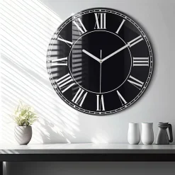 Wallfluent Horloge murale fi60 cm Aiguilles blanches Chiffres romains noirs 1 pcs* Horloge