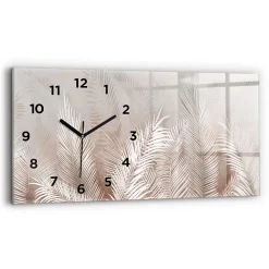 Best Wallfluent Horloge murale 60x30 cm Avec chiffres Aiguilles noires Feuilles tropicales 1 pcs