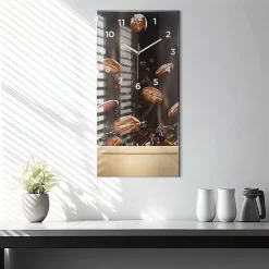 Wallfluent Horloge murale 30x60 cm Avec chiffres Aiguilles blanches Café chaud 1 pcs* Horloge