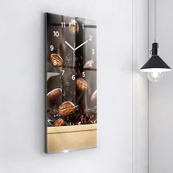 Wallfluent Horloge murale 30x60 cm Avec chiffres Aiguilles blanches Café chaud 1 pcs* Horloge