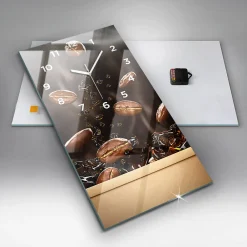 Wallfluent Horloge murale 30x60 cm Avec chiffres Aiguilles blanches Café chaud 1 pcs* Horloge
