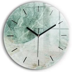 Clearance Wallfluent Horloge murale fi60 cm Aiguilles noires Marbre pierre texture 1 pcs