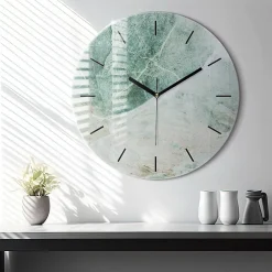 Clearance Wallfluent Horloge murale fi60 cm Aiguilles noires Marbre pierre texture 1 pcs