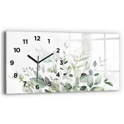 Clearance Wallfluent Horloge murale 60x30 cm Avec chiffres Aiguilles noires Feuillage 1 pcs