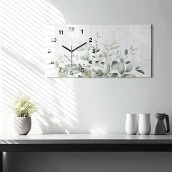Clearance Wallfluent Horloge murale 60x30 cm Avec chiffres Aiguilles noires Feuillage 1 pcs