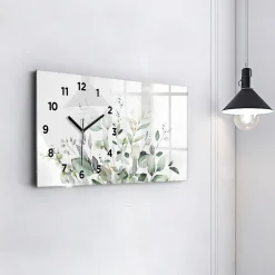 Clearance Wallfluent Horloge murale 60x30 cm Avec chiffres Aiguilles noires Feuillage 1 pcs