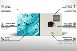 Clearance Wallfluent Horloge murale 60x30 cm Avec chiffres Aiguilles noires Feuillage 1 pcs