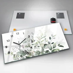 Clearance Wallfluent Horloge murale 60x30 cm Avec chiffres Aiguilles noires Feuillage 1 pcs