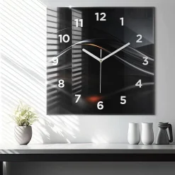 Best Wallfluent Horloge murale 60x60 cm Avec chiffres Aiguilles blanches Abstraction 1 pcs