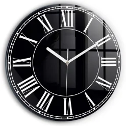 Wallfluent Horloge murale fi30 cm Aiguilles blanches Chiffres romains noirs 1 pcs* Horloge