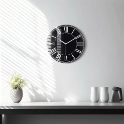 Wallfluent Horloge murale fi30 cm Aiguilles blanches Chiffres romains noirs 1 pcs* Horloge