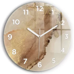 Wallfluent Horloge murale fi60 cm Avec chiffres Aiguilles blanches Art moderne beige 1 pcs