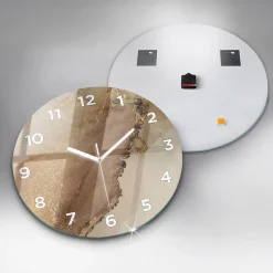 Wallfluent Horloge murale fi60 cm Avec chiffres Aiguilles blanches Art moderne beige 1 pcs