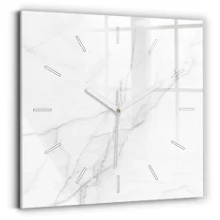 Hot Wallfluent Horloge murale 30x30 cm Aiguilles blanches Marbre ornemental 1 pcs
