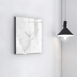 Hot Wallfluent Horloge murale 30x30 cm Aiguilles blanches Marbre ornemental 1 pcs
