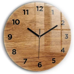 Wallfluent Horloge murale fi60 cm Avec chiffres Aiguilles noires Bois clair 1 pcs* Horloge