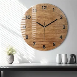 Wallfluent Horloge murale fi60 cm Avec chiffres Aiguilles noires Bois clair 1 pcs* Horloge