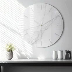 Best Wallfluent Horloge murale fi60 cm Aiguilles blanches Marbre ornemental 1 pcs