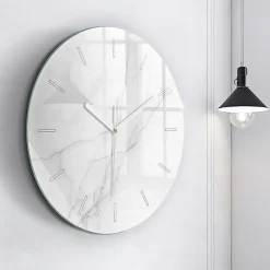 Best Wallfluent Horloge murale fi60 cm Aiguilles blanches Marbre ornemental 1 pcs