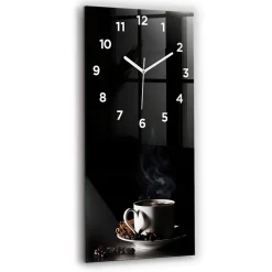 Wallfluent Horloge murale 30x60 cm Avec chiffres Aiguilles blanches Tasse de café 1 pcs* Horloge