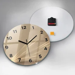 Wallfluent Horloge murale fi30 cm Avec chiffres Aiguilles noires Lumière abstraite 1 pcs* Horloge
