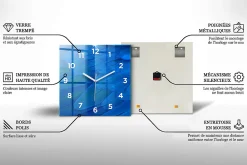 Wallfluent Horloge murale 60x60 cm Avec chiffres Aiguilles blanches Cascade parmi la mousse 1 pcs* Horloge
