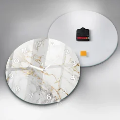 Wallfluent Horloge murale fi30 cm Avec chiffres Aiguilles blanches Marbre décoratif 1 pcs* Horloge