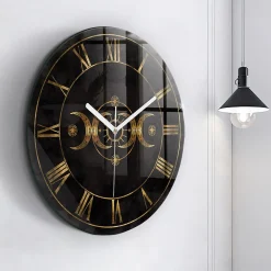 Wallfluent Horloge murale fi60 cm Aiguilles blanches Chiffres romains dorés 1 pcs* Horloge